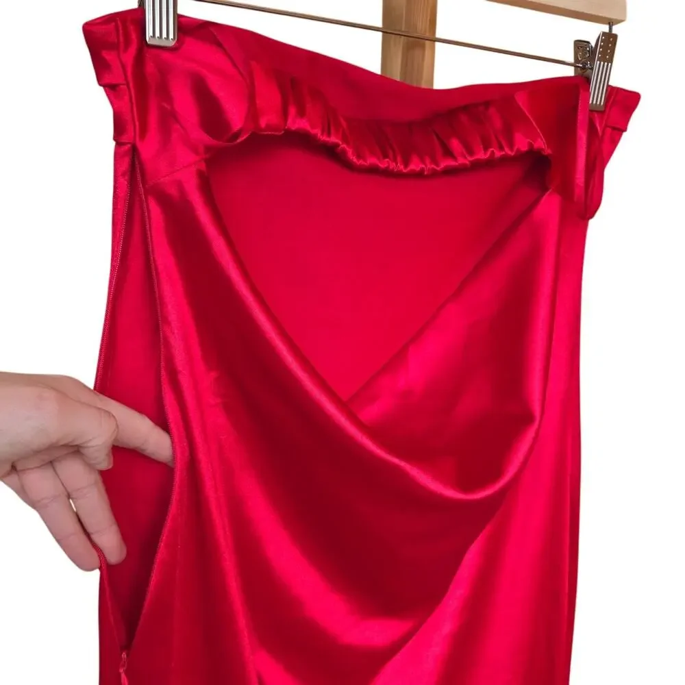 NWOT Medium Red Sexy Satin Strapless Maxi Dress [0004] - Picture 3 of 9